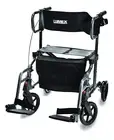 Lumex Hybridlx 2-In-1 Rollator Walker & Transport Wheelchair, Large 6" Wheels, T