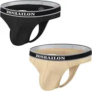 [HASWECHYS] Men’s Sexy Thong Underwear lce Silk Bikini Briefs G-String Tongs T-Back, 2*apricot&black, X-Large