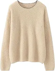 [Generic] Women Cashmere Sweaters, Round Neck Sequins, Long Sleeve Soft Knitted Pullover Jumper