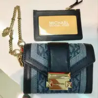 在飛比找蝦皮購物優惠-Michael Kors MK 專櫃款 卡片零錢包 牛仔 鏈