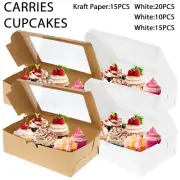 15Pcs Cupcake Boxes Paper Cupcake Container with Clear Window 6 Cavity BrcjT