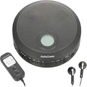 Ohm (OHM) CDP-520N 03-7270 Electric AudioComm Portable CD Player with Built-in Speaker, Battery, USB Powered, Language Learning, English Learning, Repeat, Skip, Speed Adjustment, Off Timer, Black
