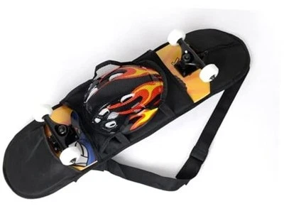 32"*8" Black Skateboard Carry Bag Backpack Rucksack Straps with Mesh