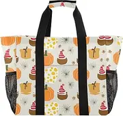 [sanluoli] Tote Foldable Beach Tote Sandproof with Handles Carrying, Pumpkins Cute Autumn Fall, 1 size