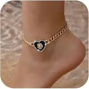 [Decixde] Gold Ankle Bracelets for Women 18K Gold Anklets for Women Bow Ankle Bracelets Waterproof Cuban Link Anklet Foot Bracelet Summer Beach Anklet Jewelry for Women Gift