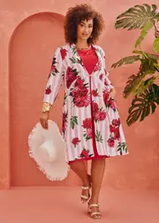 [TS] Taking Shape Natural Ayanna Duster Size 16 in Print, Viscose - Plus Size Women's Cardigans Print