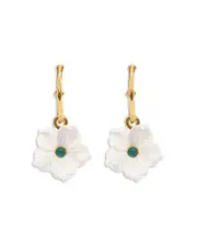Capucine De Wulf Mermaid Garden Mother of Pearl Flower Charm Drop Earrings