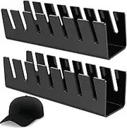 Hat Organizer 2 Pack Acrylic Hat Stands for Baseball Caps Display No Install Hat Holder Storage Organizer Holds Up to 7 Caps for Dresser Closet Bedroom Living Room (Black)