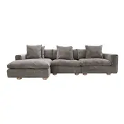 [James Lane] Tully Muse Mink Chaise Sofa - 3 Seater