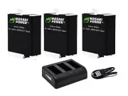 Wasabi Power Cold Weather Batteries (3-Pack + USB Triple Charger) for GoPro HERO