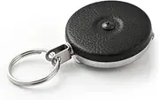 KEY-BAK Original Chain Retractable Key Holder with 24" Stainless Steel Chain, Black Front, Steel Belt Clip, 8 oz. Retraction, Split Ring, Black Vinyl (#5B)