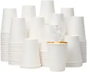 YEEHAW 12 Oz 300 Pack Disposable Paper Coffee Cups, Bulk White Hot to Go Cups fo