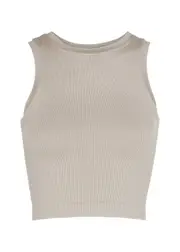 PRISM2 Luminous Ribbed Stretch-jersey Tank, Tops, Taupe, One Size One Size
