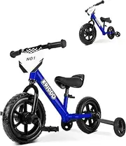 KRIDDO Toddler Balance Bike 2 Year Old, Age 24 Months to 5 Years Old, 12 Inch Push Bicycle with Training Wheels