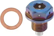 X AUTOHAUX M12x1.25 4MM Magnetic Oil Drain Plug Titanium Alloy Oil Pan Drain Bolt Plug with 1 Copper Washer Colorful 1 Pc