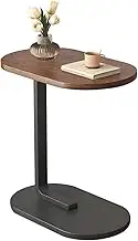 C-Shaped End Table, Wooden Side Table for Couch and Bed, Sofa Snack Tables with Metal Frame,for Small Spaces, Living Room, Bedroom (Black Walnut,Black Frame)