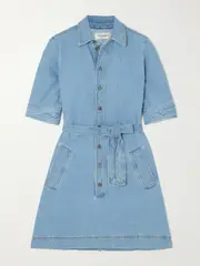 [FRAME] FRAME - Belted Denim Mini Dress - Light denim - x small x small Blue