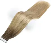 Hair Extension Tape in Human Hair Extensions Balayage Blonde Color Omber Human Hair Skin Weft Glue on Seamless Machine remy by HUANGYUZHENZHI (Color : 6 27 60, Items per Package : 20 pcs)
