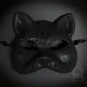 Gatto Cat Day of the Dead Mask | Dia de los Muertos Masquerade Mask Black M7249