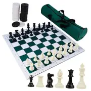 20" Portable Chess & Checkers Set, 2 in 1 Travel Board Games for Kids and