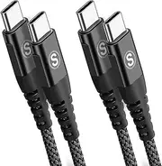 USB-C to USB-C Cable 60W [2-Pack,3m], sweguard USB Type C iPhone 15 Charger Cord Compatible with iPhone 16 15 Pro Max Plus, Samsung Galaxy S25 S24 S23 S22 S21 S20 Note 20 10, Pixel MacBook iPad Pro
