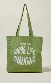 Cotton:On Foundation Recycled Tote Bag "100% Life Changing" Reusable Grocery NEW