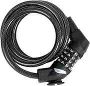 Fischer Steel Cable Bike Lock 120cm - Dependable Bicycle Lock Providing Security Against Theft, Spiral Design for Flexibility & Easy Attachment, Bike Lock Combination with up to 10,000 Number Options