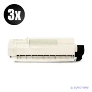 3x Eco Toner Black for OKI C532DN C542DN 7.000 Sides