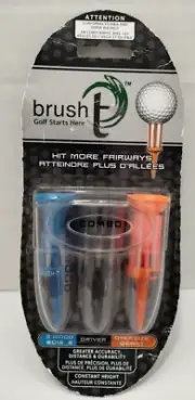 Brush- t Golf Tees Combo 1 Pack - 3 Tees (3 Wood, Driver, Oversize) New Sealed