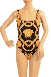 Versace Women's Black & Gold Barocco One Piece Swimsuit Versace sz 3 US M IT 42