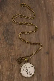 Tree Bird Cage Charm Necklace--NES-PWBTR1