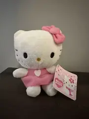 Sanrio Hello Kitty 2013 6” Plush NWT Heart Pink Dress Pink Bow