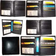 Lot of 6 Men's wallet Genuine Leather Hipster Bifold Black, Men's billfold, NWT