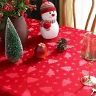Solid Red Christmas Trees Presents Fabric Tablecloth Xmas Winter Holiday Woven