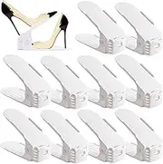 Shoe Slots Organizer 10-Pack,Adjustable Shoe Stacker Storage Space Saver Stacker Shoe,Suitable for Closet Organizationhigh Heels,Sneakers And Sandals (White)