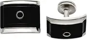 [JewelryWeb] 21mm Black Titanium and Steel Black Spinel 925 Sterling Silver Polished Bezel Cuff Link-Cuff-Link for Men