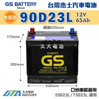 在飛比找蝦皮購物優惠-✚久大電池❚ GS 杰士 統力電池 90D23L 免保養 汽