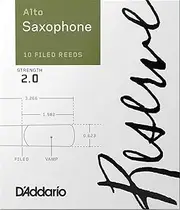 D'Addario Woodwinds Reserve Alto Saxophone Reeds - Sax Reeds - Thick Blank Reed for Rich, Warm Tone - 2.0 Strength, 10 Pack