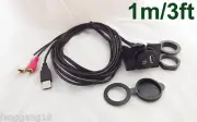 1x 3.5mm USB AUX Stereo Cable Female to 2 RCA Male Car Boat Mot Flush Mount 3FT