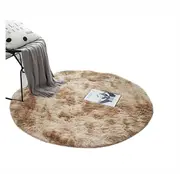 Soft Round Fluffy Area Rug Plush Carpet Living Room Floor Mat Home Decoration-Khaki