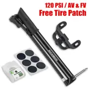 ROCKBROS Bike Pump Portable 120PSI Presta Schrader Valve Bicycle Pump Tire Patch