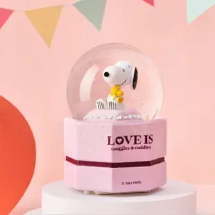 【JARLL 讚爾藝術】Snoopy史努比情人LOVE水晶球音樂盒(生日禮物 情人禮物)