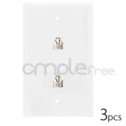3x Phone Wall Plate RJ11 RJ12 Double Telephone Modular Duplex CAT3 6P 4C NEW