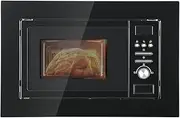 SMETA Integrated Built In Microwave Oven with 20L Capacity, Large LED Display, Frame Included with Auto Defrost, Glass Turntable and 8 Auto Programs - In Stainless Steel