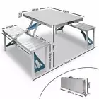 Aluminium Folding Portable Camping Outdoor Table W/ 2Pcs Bench Chairs Picnic Set