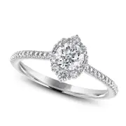 0.75 CT. T.W. Natural Diamond Elongated Ornate Frame Engagement Ring in Solid 14K White Gold