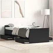 Bed Furniture Bed Frame Without Mattress Black 90x190 cm