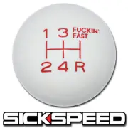 WHITE/RED FING FAST SHIFT KNOB 5 SPEED SHORT THROW SHIFTER SELECTOR 10X1.25 S01