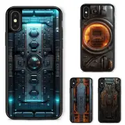 metallic Cyberpunk Door Protective Cover For iPhone XS 11 12 13 14 15 16 Pro Max