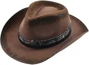 YFVFAGDMKV Wool Cowboy Hat for Men Women Vintage Gentleman Soft Felt Hat Outdoor Travel Party Street Style Caps